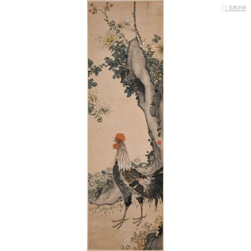 Duan Muwan(LateQing) Rooster Hanging Scroll
