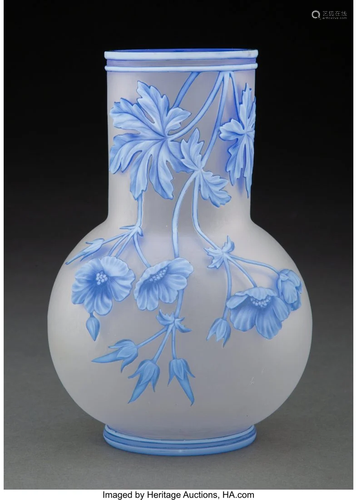 Thomas Webb & Sons Tri-Color Cameo Glass Vase, c