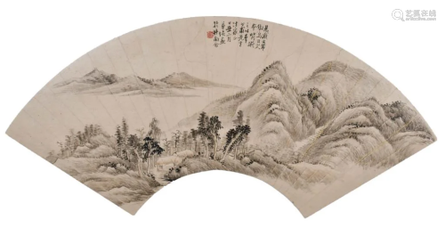 Lu Hui (1851-1920) Fan in Frame