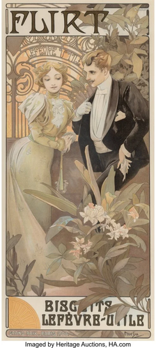 Alphonse Mucha (Czech, 1860-1939) Flirt, 1900 Li