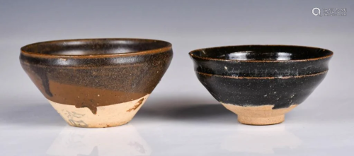 Two Small Black Glazed Bowls