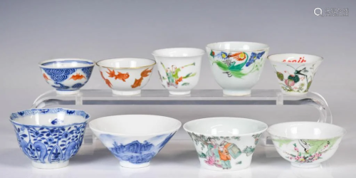 A Group of 9 Cups Late Qing