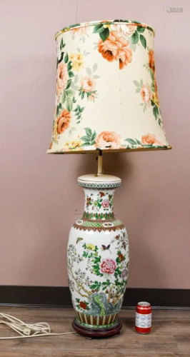 A Famille Rose Porcelain Lamp 20thC