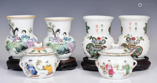 A Group of Six Famille Rose Porcelain Wares, 19thC