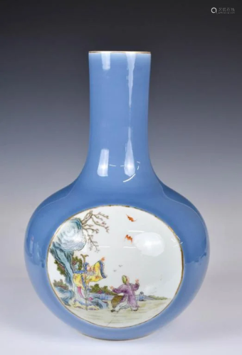 A Blue Glazed Open-window Vase Republican Period