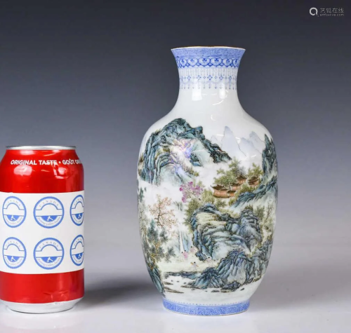 A Famille Rose Vase By Liang Duishi Republican Per