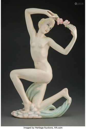 Lenci Polychrome Earthenware Nude Figure, circa