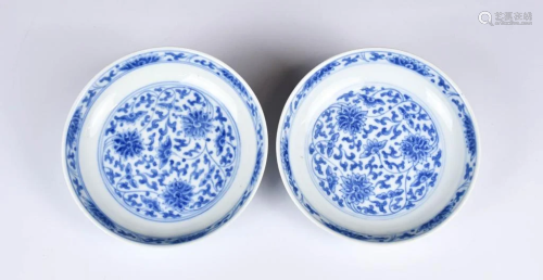 A Pair of Blue & White Dishes Daoguang Mk & Peiod