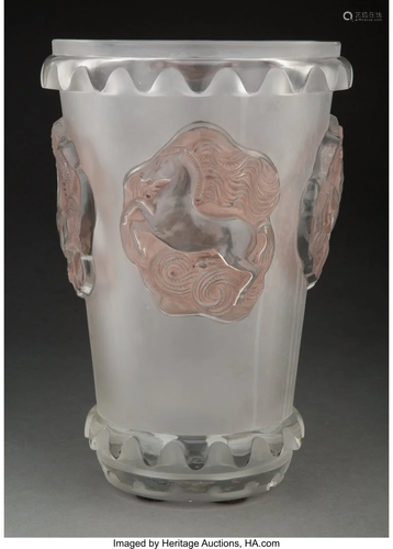 R. Lalique Clear and Frosted Glass Camargue Vase