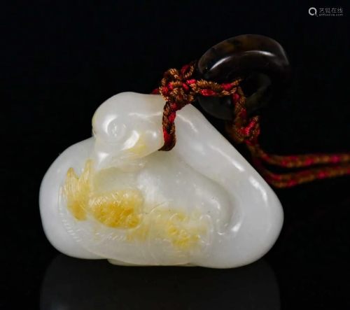A White Jade Carved Bird Qing
