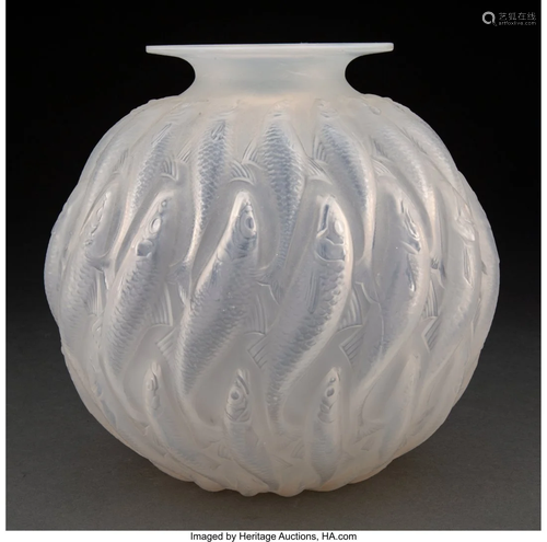 R. Lalique Opalescent Glass Marisa Vase, circa 1