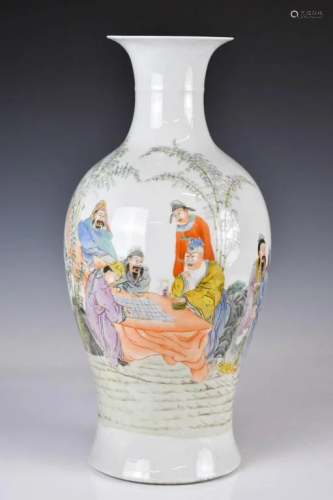 A Chinese Famille Rose Figure Vase Republican Period