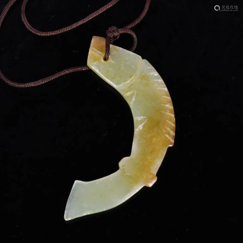 An Archaic Fish-Form Jade Plaque