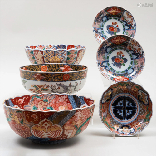 Group of Six Japanese Imari Porcelain Bowls