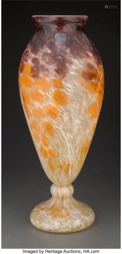 Monumental Schneider Glass Vase, circa 1920 Mark