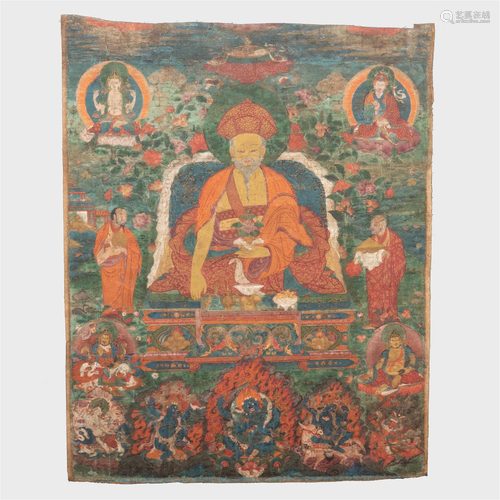 Thangka Depicting Tenzin Rabgye, Bhutan or Tibet