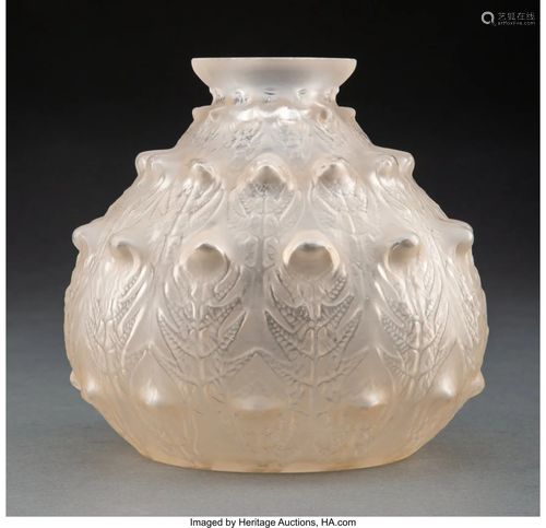 R. Lalique Clear and Frosted Glass Fougères Vas