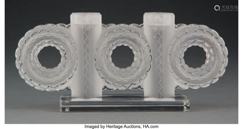 R. Lalique Clear and Frosted Glass Cluny Candleh