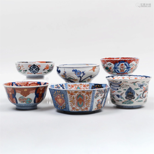 Group of Six Japanese Imari Porcelain Bowls