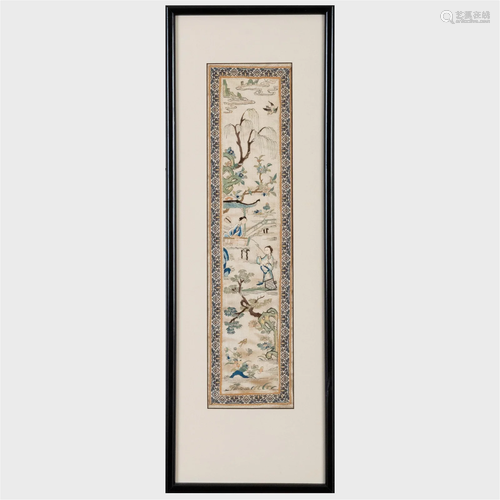 Pair of Chinese Sleeve Embroidery Panels