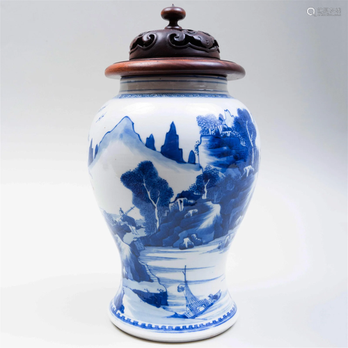 Chinese Blue and White Porcelain Baluster Vase