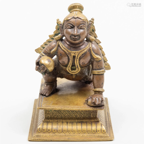 Indian Bronze Figure of Baby Krishna