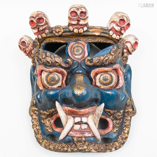 Tibetan Mahakala Papier Mâché Mask