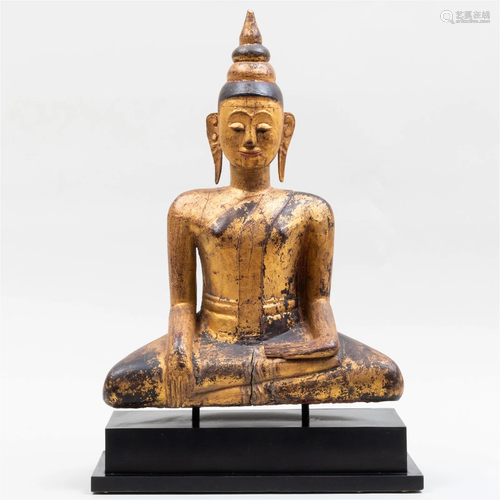 Thai Giltwood Buddha Seated in the Dhyanasana Position