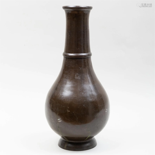 Large Chinese Silver-Inlaid Bronze Vase