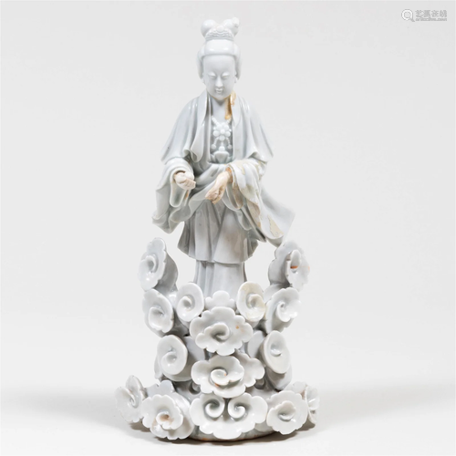 Chinese White Glazed Porcelain Figure of Guanyin