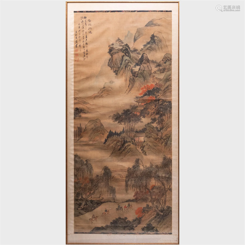 Chinese Mountain Landscape Scroll