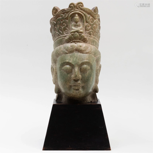 Chinese Carved Stone Head of Guanyin