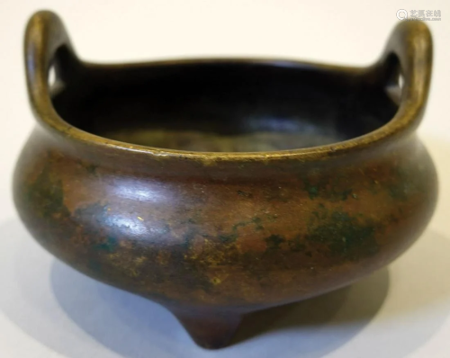 A bronze tripot censer with handles design, YangShi four-cha...