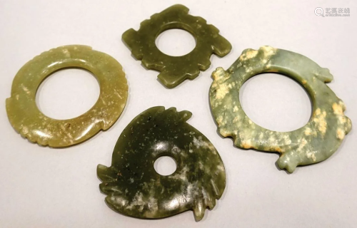 A set of greenish jade XuanJi, 4 pieces