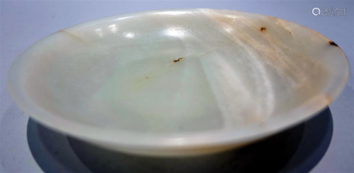 A white jade plate. QianLong six-character mark.