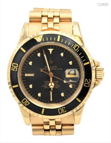 Rolex Submariner 18 Karat Gold Wristwatch, having Jubilee ba...