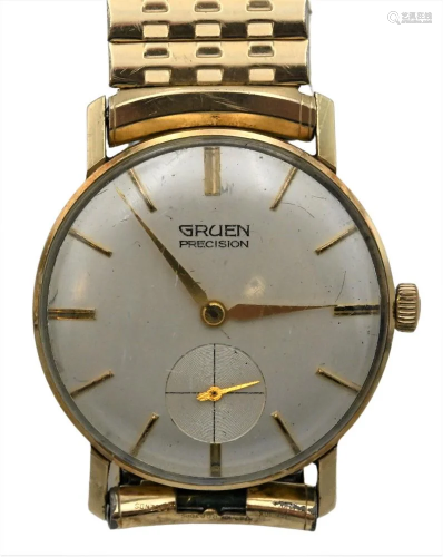 14 Karat Gold Gruen Precision Vintage Wristwatch, 30 millime...