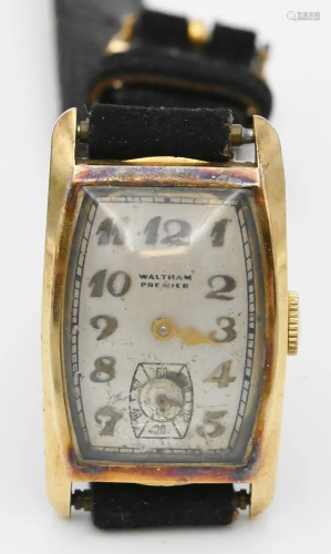 14 Karat Waltham Premier Vintage Rectangular Wristwatch, (ho...