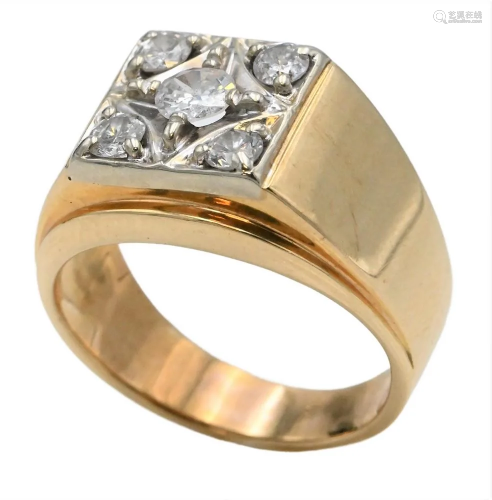 14 Karat Gold Ring, set with five diamonds, size 8, 9.9 gram...