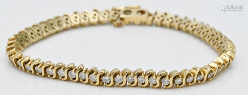 14 Karat Gold and Diamond Inline Bracelet, 54 diamonds, leng...