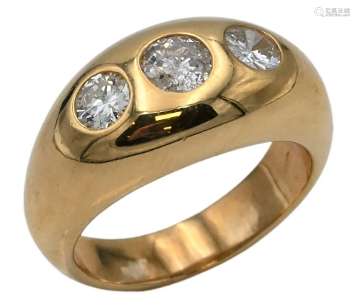 14 Karat Gold Ring, set with three diamonds, size 7 1/4, 11....