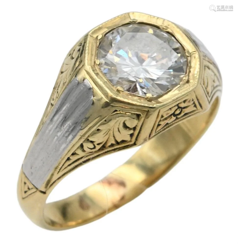14 Karat Gold and Platinum Men's Ring, set with diamond...