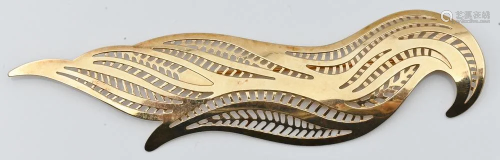 Taubes 14 Karat Bird Style Brooch, perforated, length 4 3/8 ...
