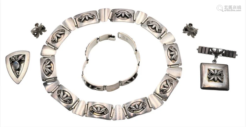 Georg Jensen USA, to include silver necklace, bracelet, earr...