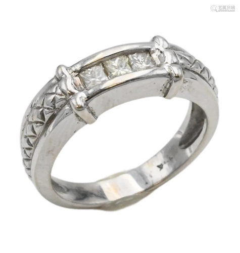 14 Karat White Gold Ring, set with four princess cut small d...