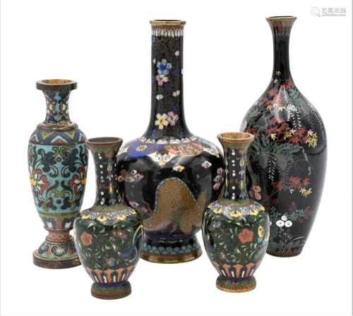 Five Cloisonne Cabinet Vases, (one neck with slight damage),...