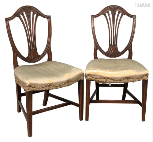 Pair of Hepplewhite Mahogany Side Chairs, mahogany with ash ...