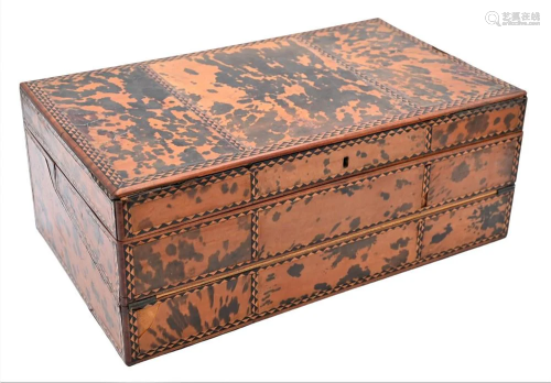 Inlaid Tortoise Shell Lap Desk, having two fold opening to l...