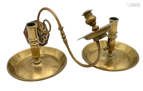 Three Piece Lot, to include a pair of push-up candlesticks m...
