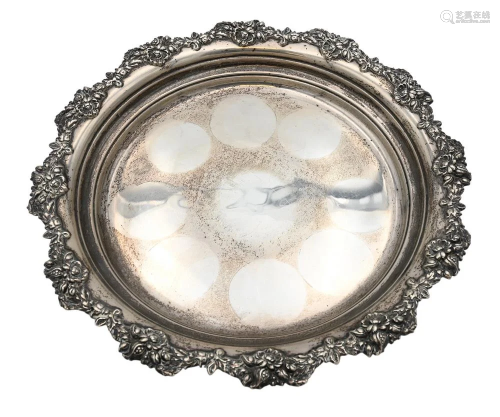 Mauser Sterling Silver Round Tray, with floral border, diame...